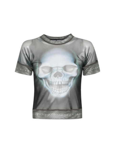 skull-print mesh T-shirt