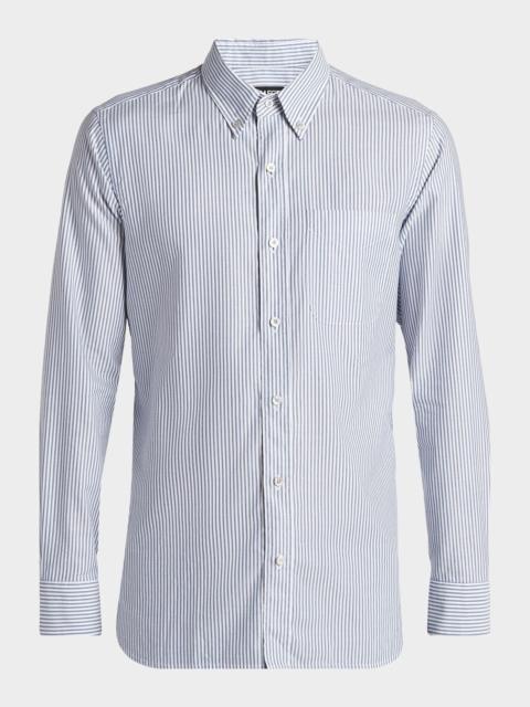 TOM FORD Men's Oxford Striped Slim-Fit Dress Shirt