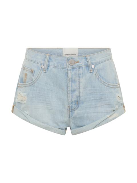ONE TEASPOON Bandits Low Waist Denim Shorts - Sea Mist Blue
