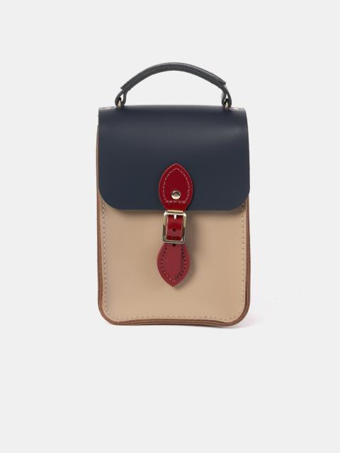Cambridge Satchel The Mini Binocular Bag - Mushroom, Navy & Red Patent