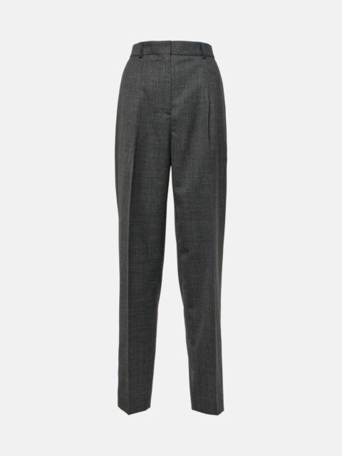 Pleated wool-blend pants