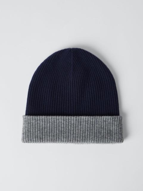 Cashmere double knit ribbed beanie