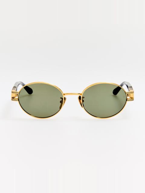 LINDA FARROW Phoebe Sunglasses in 22K Gold and Black