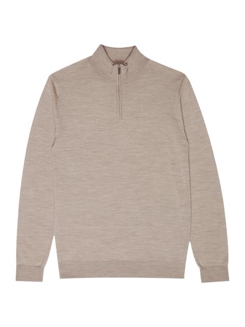REISS Men's Blackhall Wool Half-Zip Pullover - Wheat Melange
