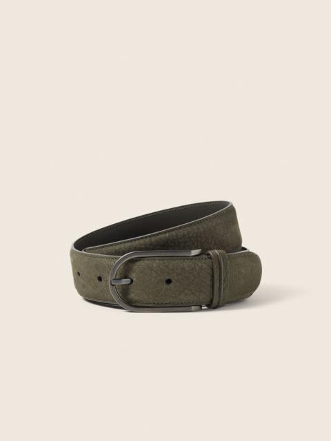 ZEGNA DARK OLIVE GREEN NUBUCK BELT