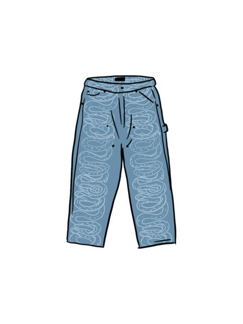 Supreme Supreme HYSTERIC GLAMOUR Snake Double Knee Denim Painter Pant Blue