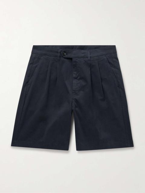 Canali Straight-Leg Pleated Cotton-Blend Twill Bermuda Shorts