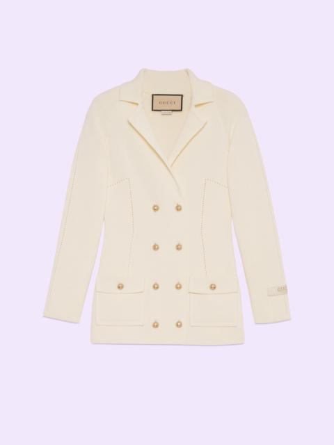 GUCCI Fine wool jacket with embroidered label