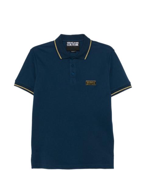 VERSACE JEANS COUTURE trim plaque polo shirt