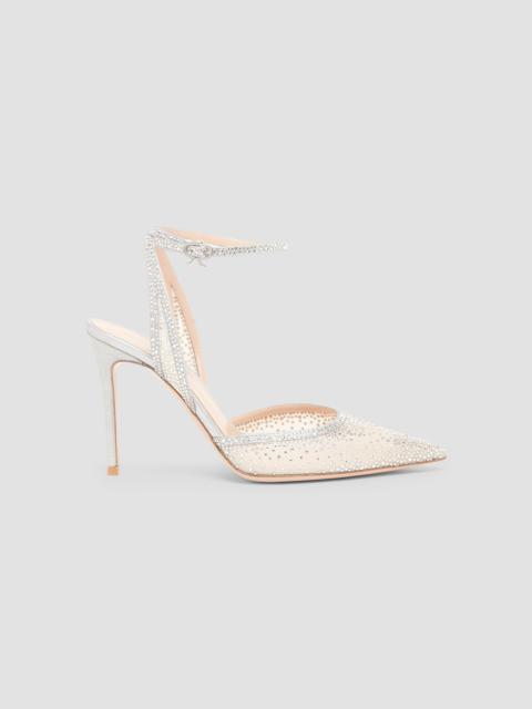 Gianvito Rossi Women's Burma 95MM Embellished Sheer Organza Pumps - Silver