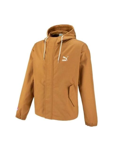 PUMA PUMA Windbreaker Hoodied Jacket 'Brown' 537523-74