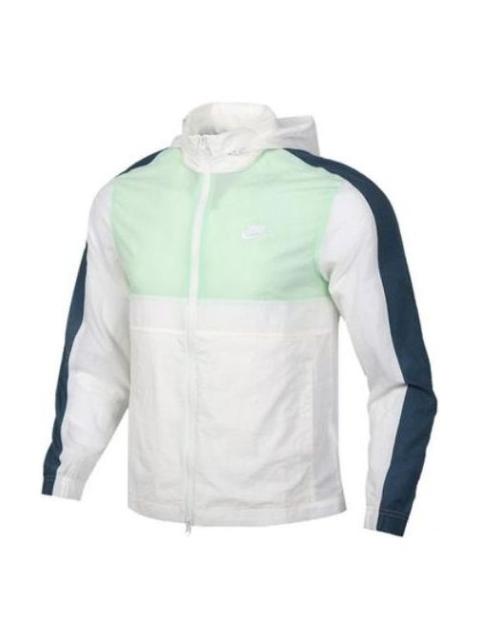 Nike Sportswear Woven Logo Stowaway Hood Jacket 'Green White' CU4310-133