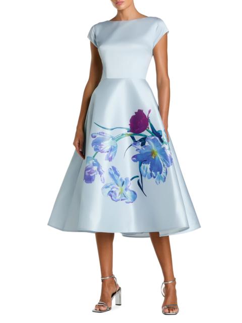MAC DUGGAL Women's Satin Painted Floral Cocktail Dress - Periwinkle Multi