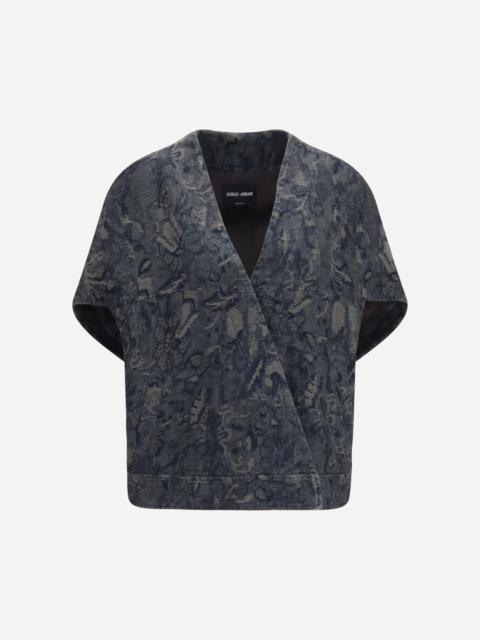 GIORGIO ARMANI Jacket in oversized floral jacquard denim