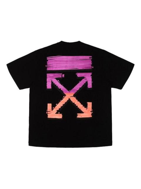 Off-White SS21 Pink Gradient Marker Arrow Short Sleeve For Men Black OMAA038R21JER0021032