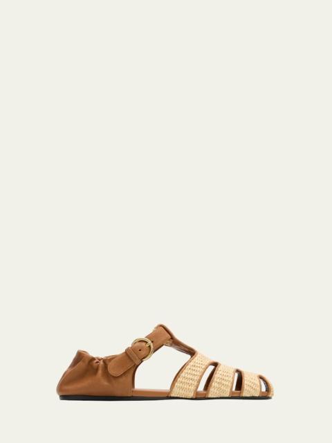 Miu Miu Raffia and Leather Fisherman Sandals