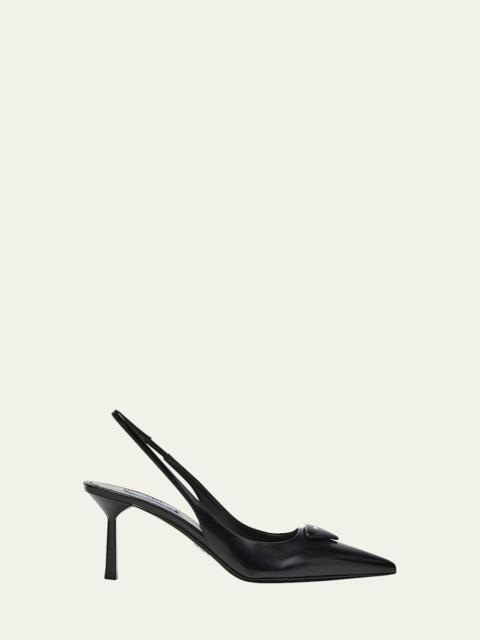 Prada Leather Padded Logo Slingback Pumps