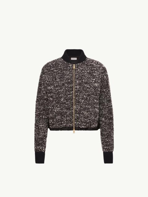 Moncler Leather Logo Zip-Up Padded Cardigan