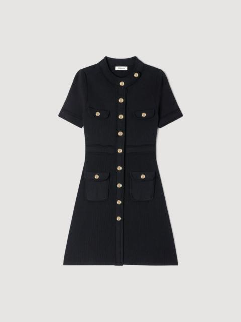 Sandro BUTTON-UP KNIT MINI DRESS