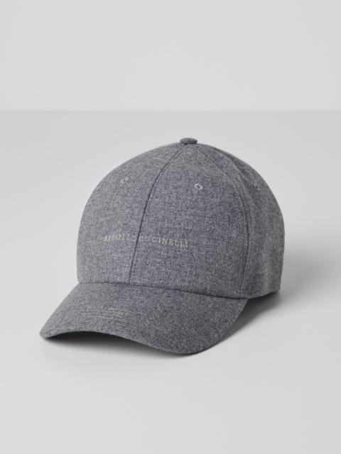 Brunello Cucinelli Cashmere and silk lightweight flannel baseball cap with embroidered logo