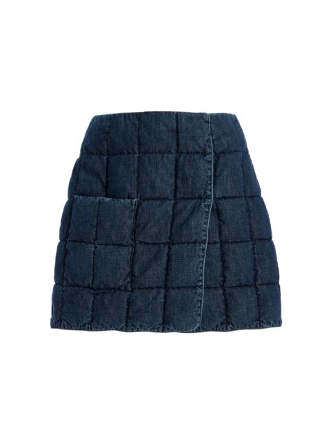 IENKI IENKI Plahta Quilted Down Denim Mini Skirt blue