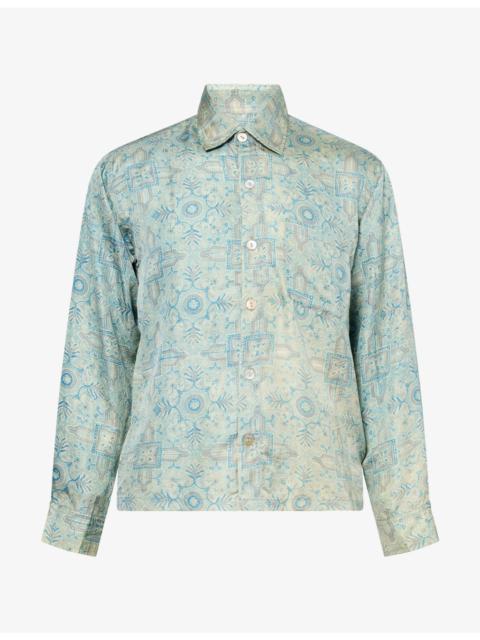 KARTIK RESEARCH Block-Print Patch-Pocket Silk Shirt