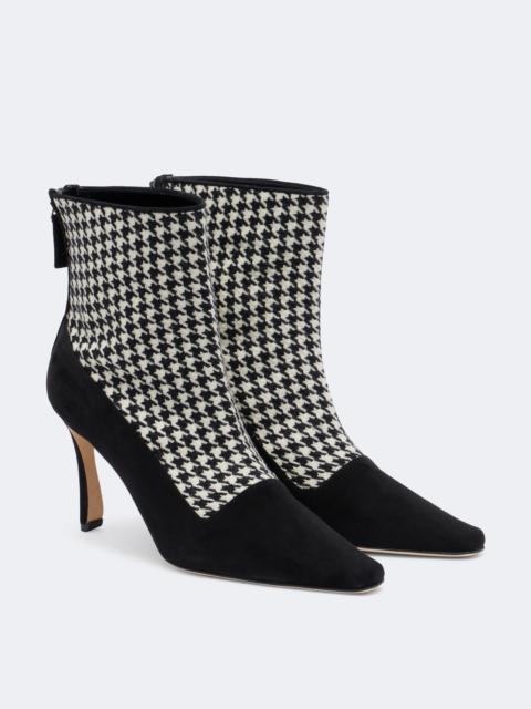Manolo Blahnik Gosta houndstooth suede-trimmed ankle boots