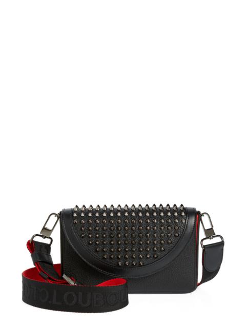 Christian Louboutin Explorafunk Spike Leather Wallet on a Strap in Black/Black/Gun Metal