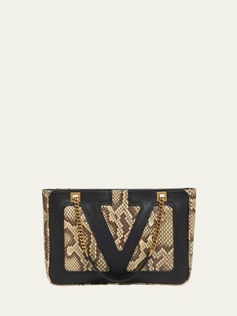 Valentino Viva Superstar Small Python & Leather Tote Bag