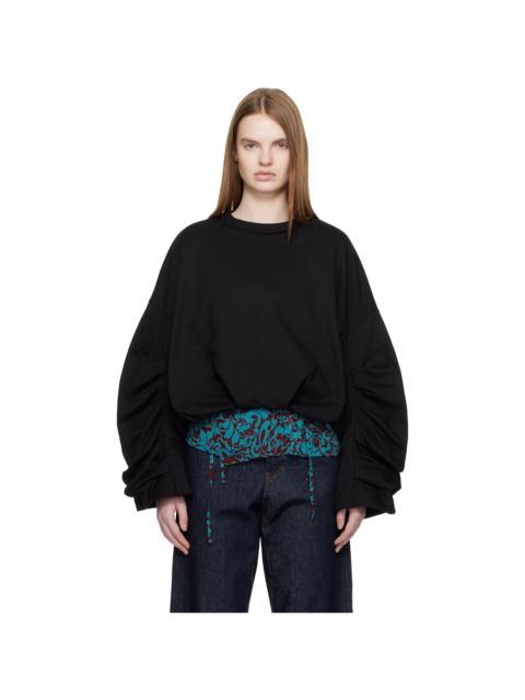 Dries Van Noten Black Draped Sweatshirt
