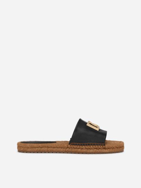 Nappa leather espadrille sliders with DG logo