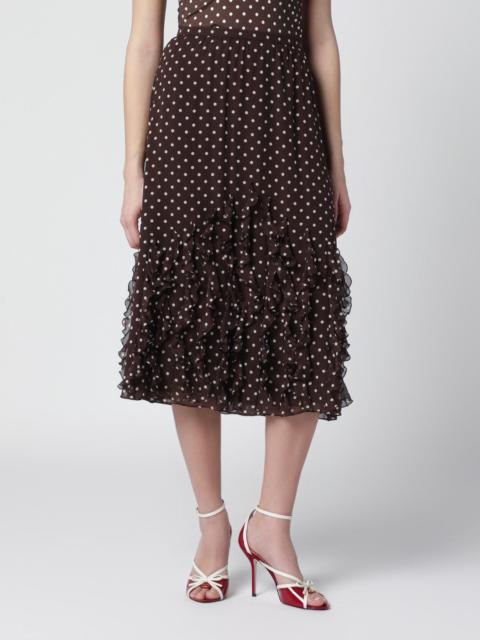 Valentino Brown silk skirt with Plusdepois motif