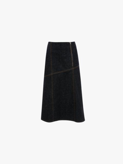 Victoria Beckham Panelled Denim Midi Skirt In Indigo
