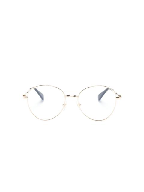 logo-engraved round-frame glasses