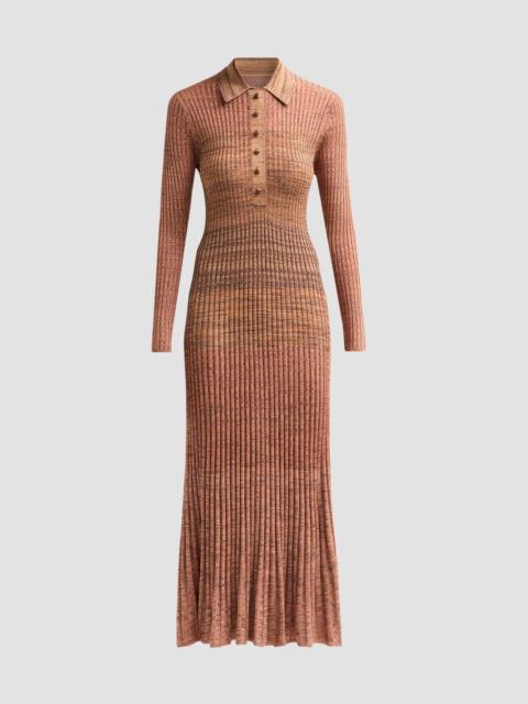 Zimmermann Women's Mouline Rib-Knit Polo Midi Dress - Chocolate