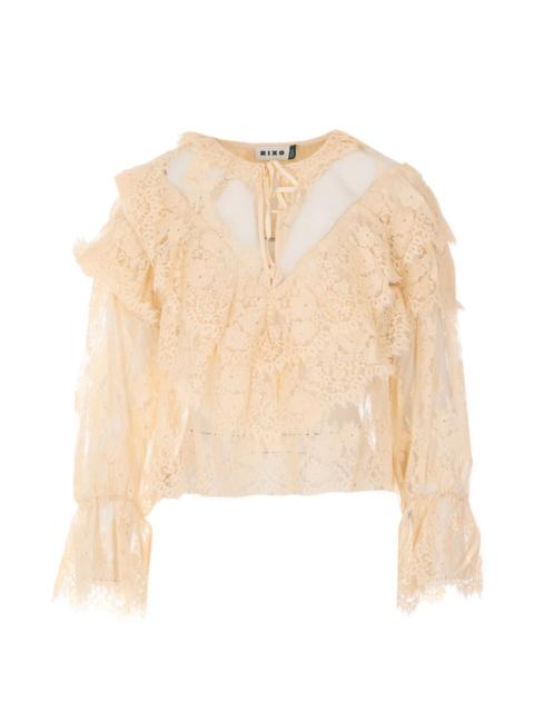 RIXO lace ruffled blouse