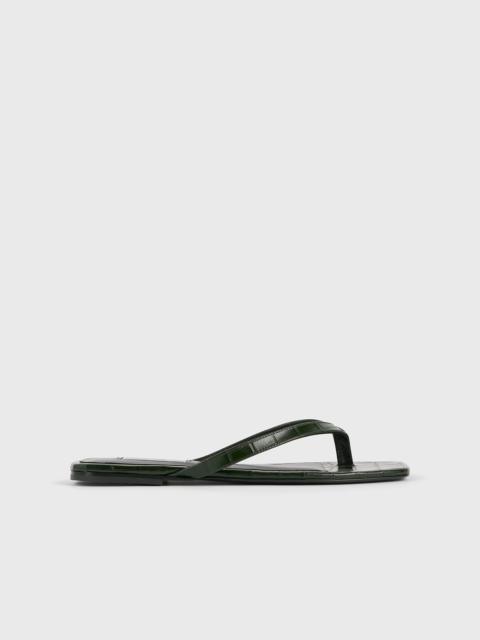 TOTEME Croco-embossed flip flops dark green
