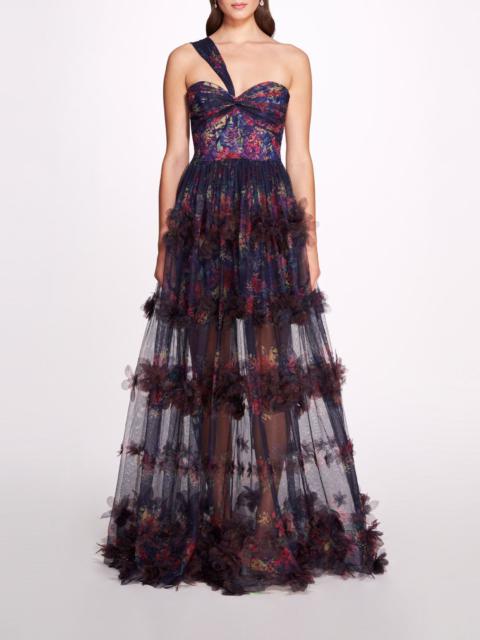 Marchesa WATERCOLOR GARLAND GOWN