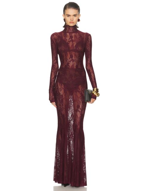 NORMA KAMALI Long Sleeve Turtleneck Fishtail Gown