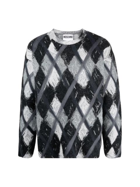 argyle-pattern wool-blend jumper