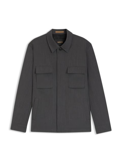 BOSS RELAXED-FIT OVERSHIRT IN WATER-REPELLENT WOOL