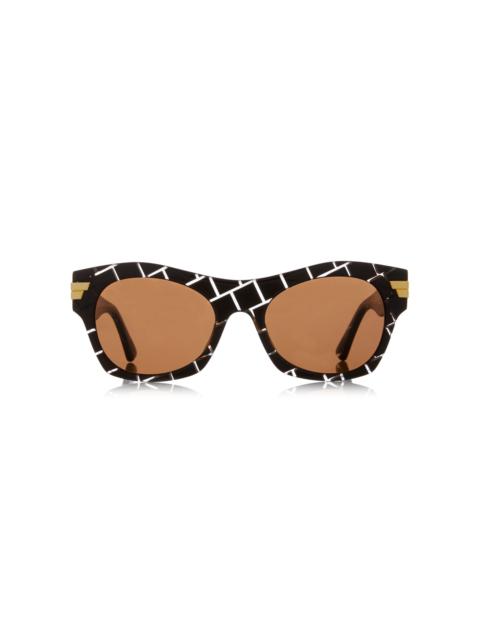 Bottega Veneta Square-Frame Intrecciato Acetate Sunglasses brown
