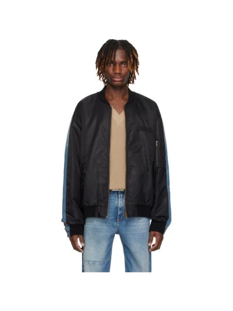 MM6 Maison Margiela Black Sports Denim Bomber Jacket