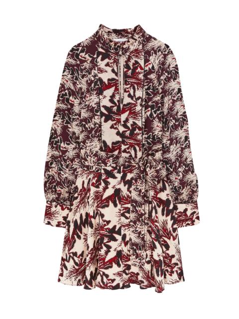 REISS Women's Lora Printed Tieneck Minidress - Burgundy Cream