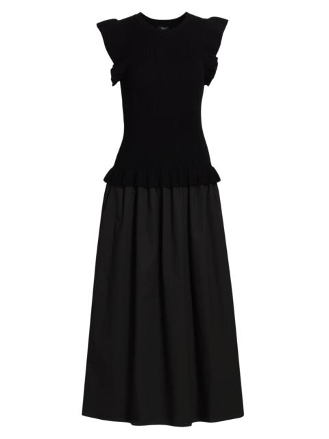 Rails Women's Deirdre Ruffled Mixed-Media Midi-Dress - Black