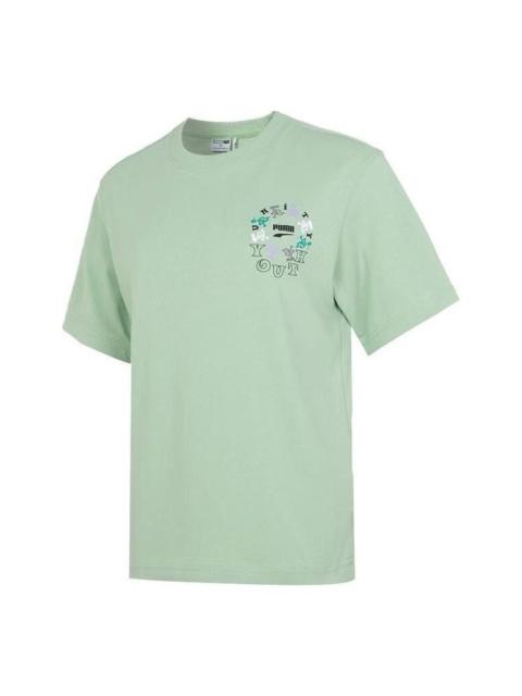 (WMNS) PUMA Youth Logo T-Shirt 'Green' 626119-89