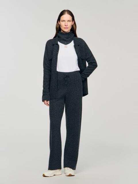 KNIT RHINESTONE-COVERED PANTS