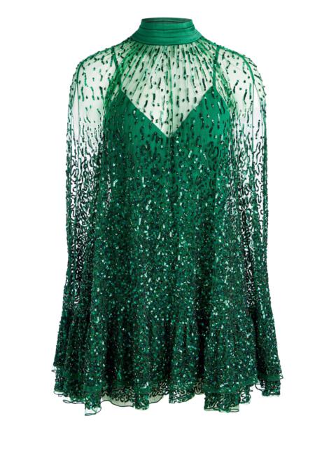 ZENON EMBELLISHED CAPE MINI DRESS