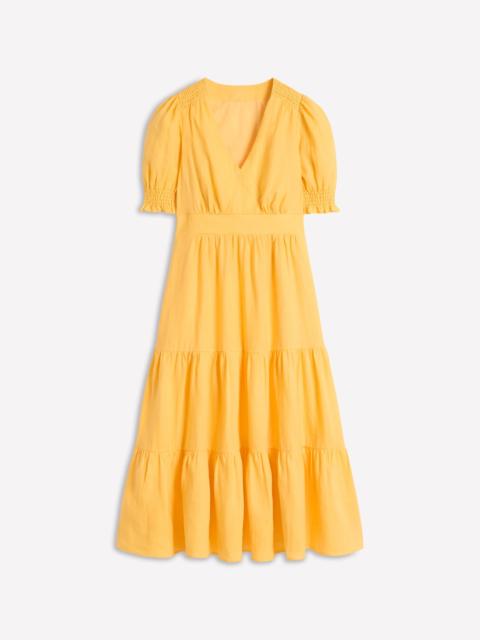 BODEN Anna Linen Tiered Midi Dress-Buttermilk Yellow