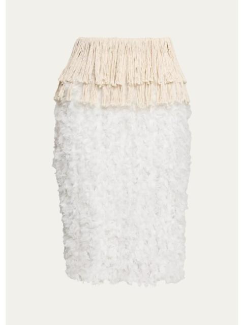 diotima Bambola Fringed Chiffon Pencil Skirt